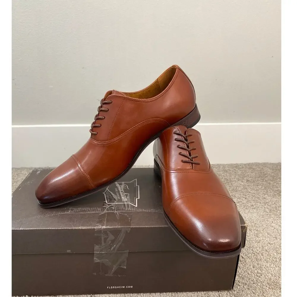 New Florsheim Leather Cap Toe Oxford Dress Shoes Men’s Size 10